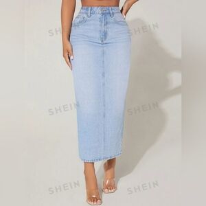 **New Shein high waist split back denim skirt